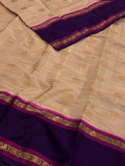 Beige With Royal Purple Semi Mysore Saree