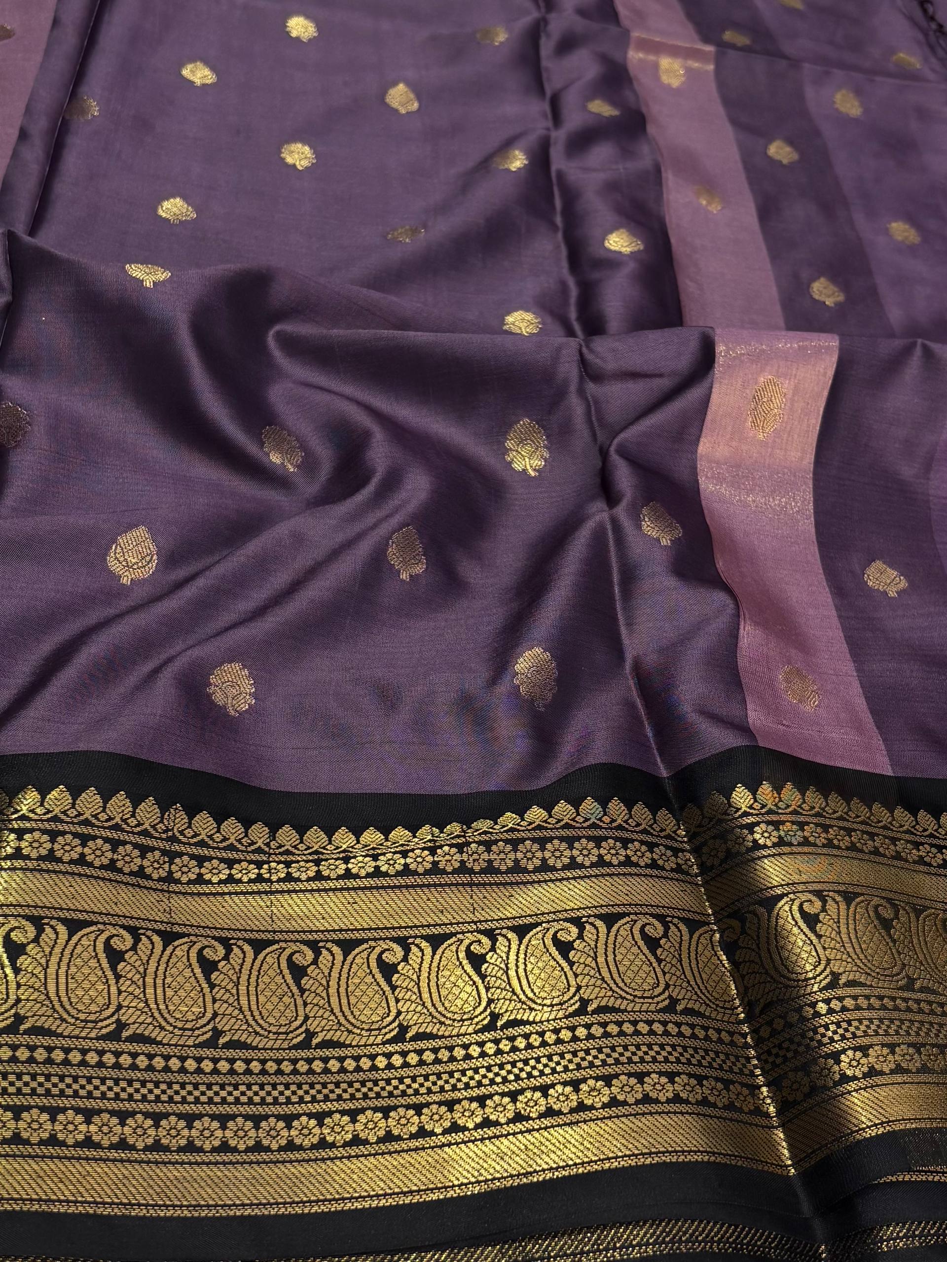Lavender Purple Cotton Silk Saree