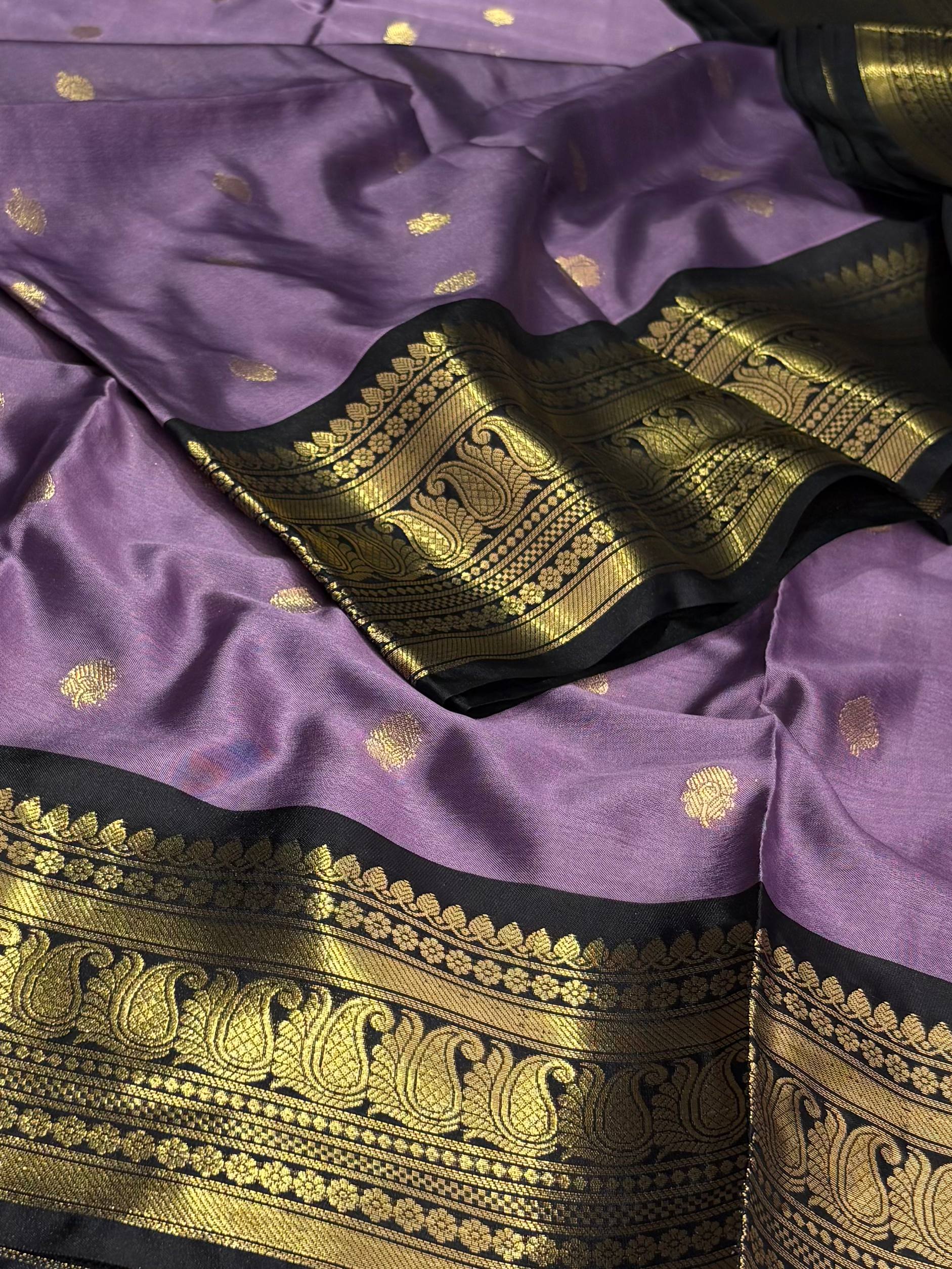 Lavender Purple Cotton Silk Saree