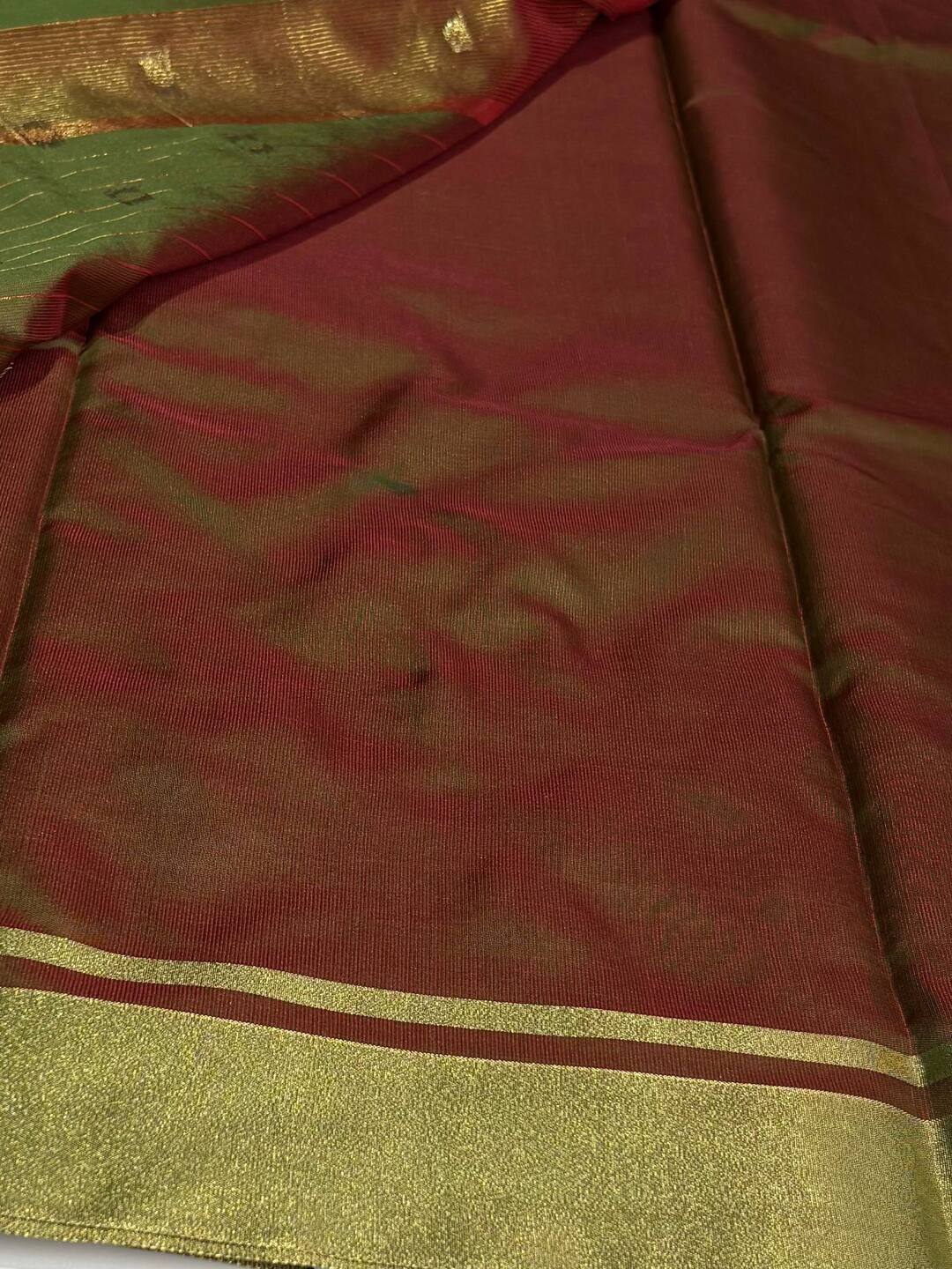 Dual Tone Brown Cotton Silk Saree
