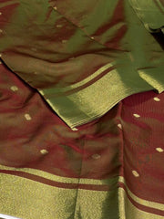 Dual Tone Brown Cotton Silk Saree