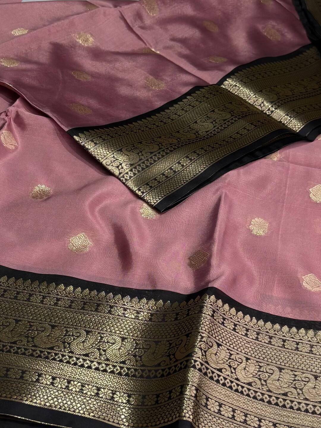 Dusty Pink Banaras Cotton Soft Saree