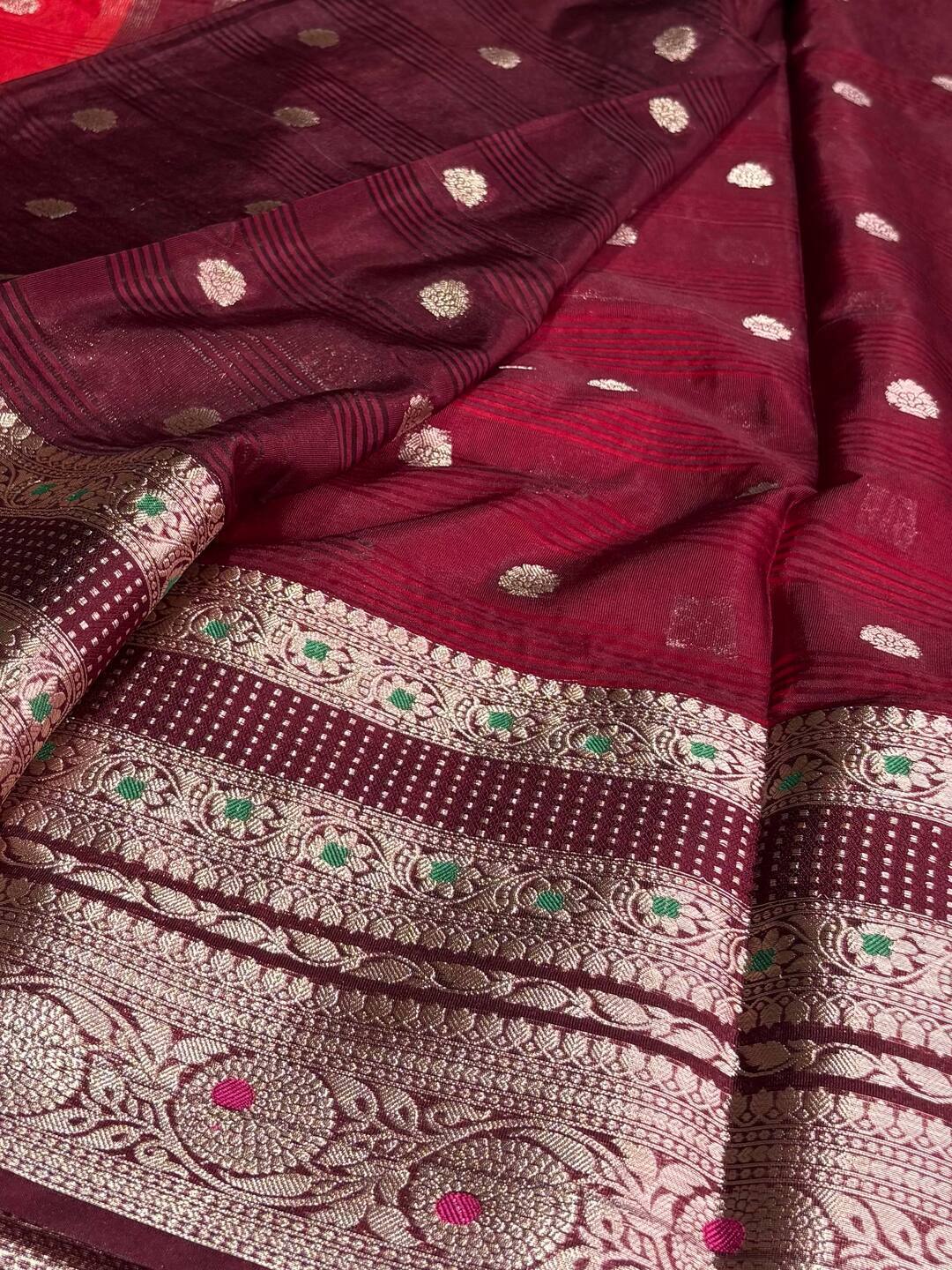 Chili Red Banaras Cotton Soft Saree