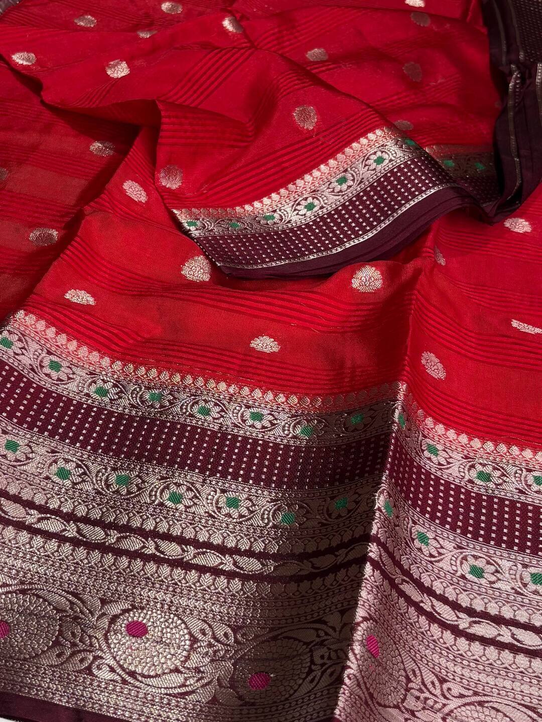 Chili Red Banaras Cotton Soft Saree