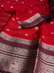 Chili Red Banaras Cotton Soft Saree
