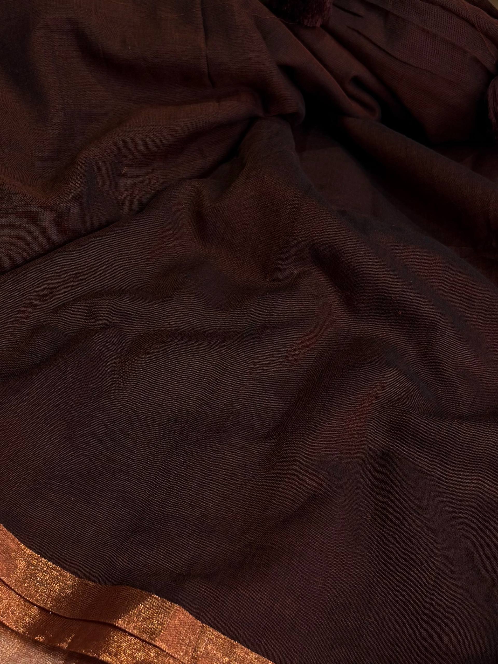 Dark Brown Kadhi Cotton Saree