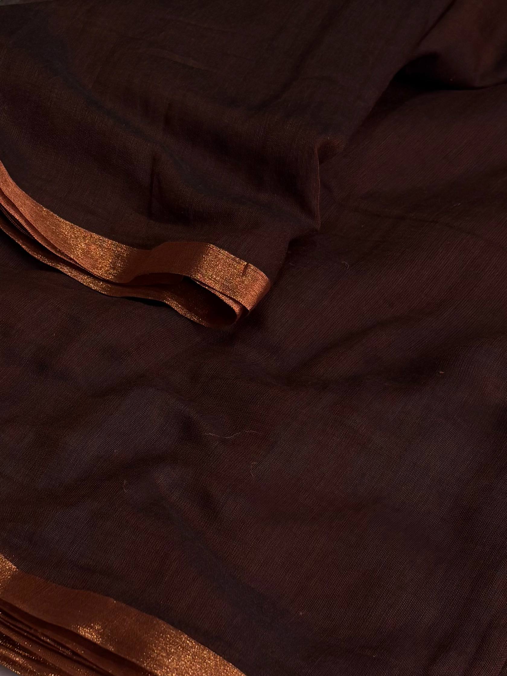 Dark Brown Kadhi Cotton Saree