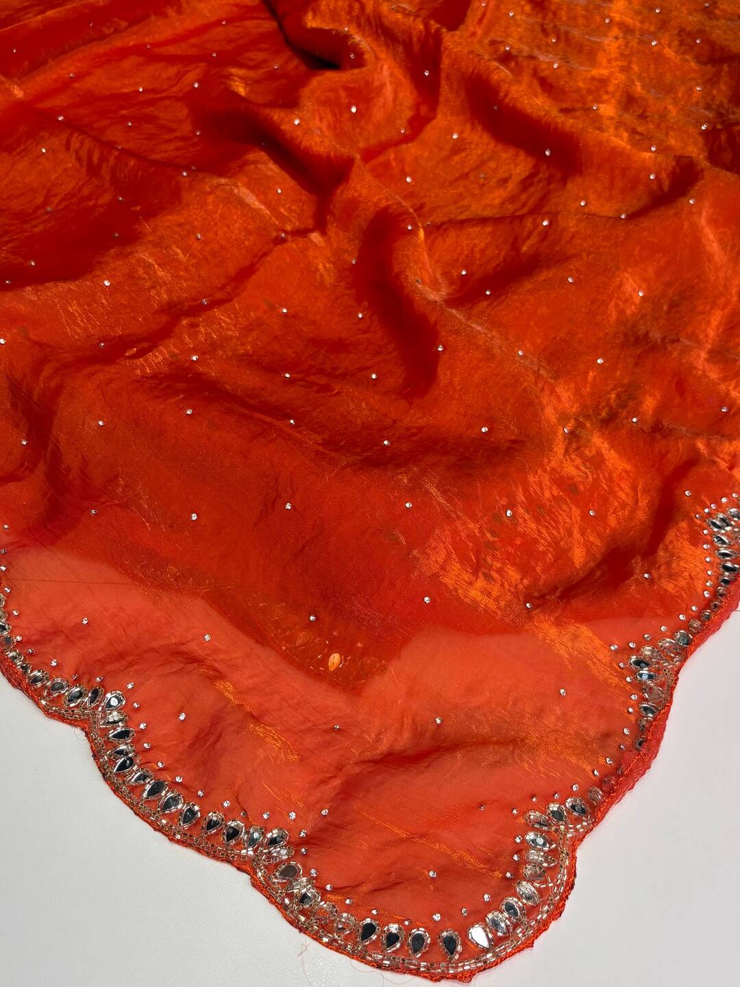 Orange Georgette Silk Saree