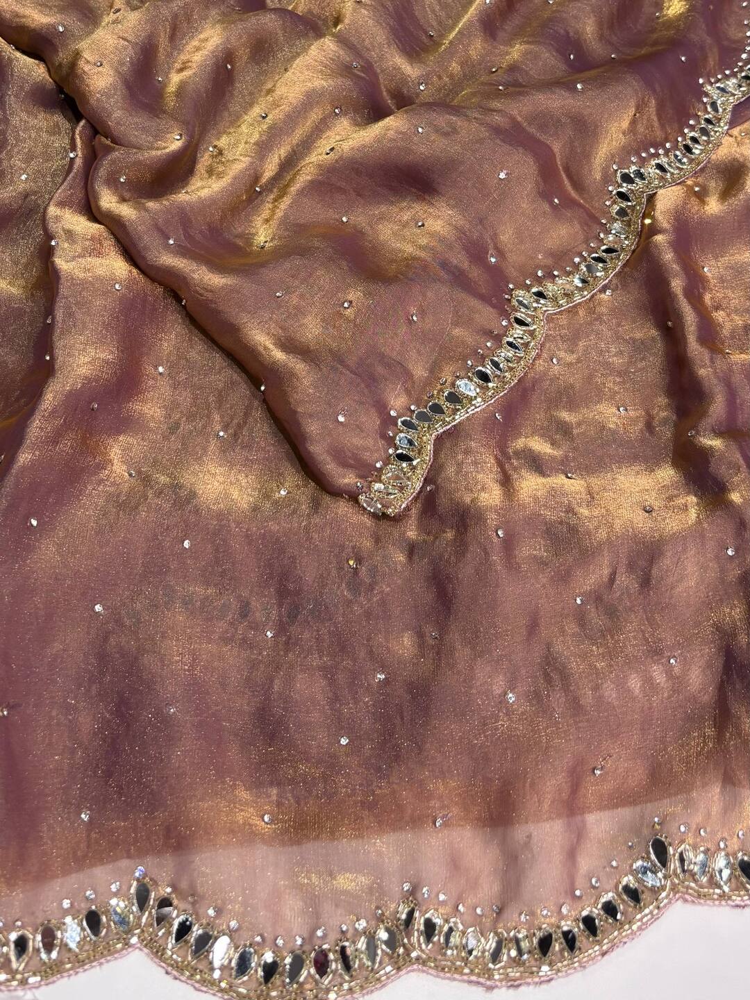 Dusty Pink Georgette Silk Saree