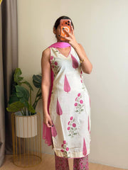 Off White Kurti Cotton Suit