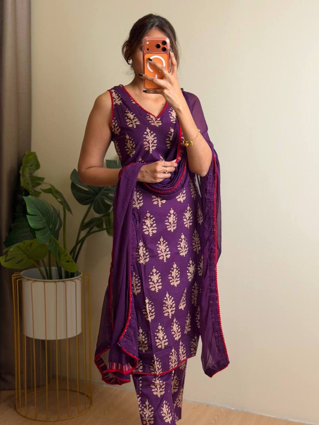 Dark Purple Kurti Cotton Suit