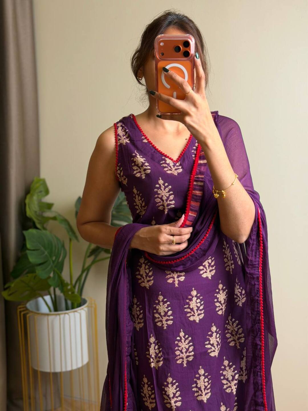 Dark Purple Kurti Cotton Suit
