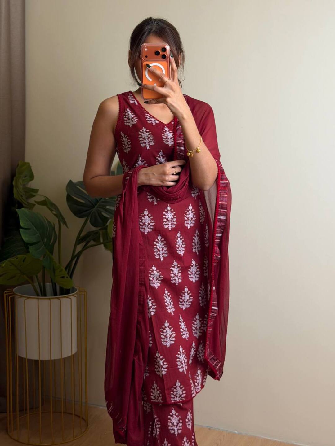 Deep Maroon Kurti Cotton Suit