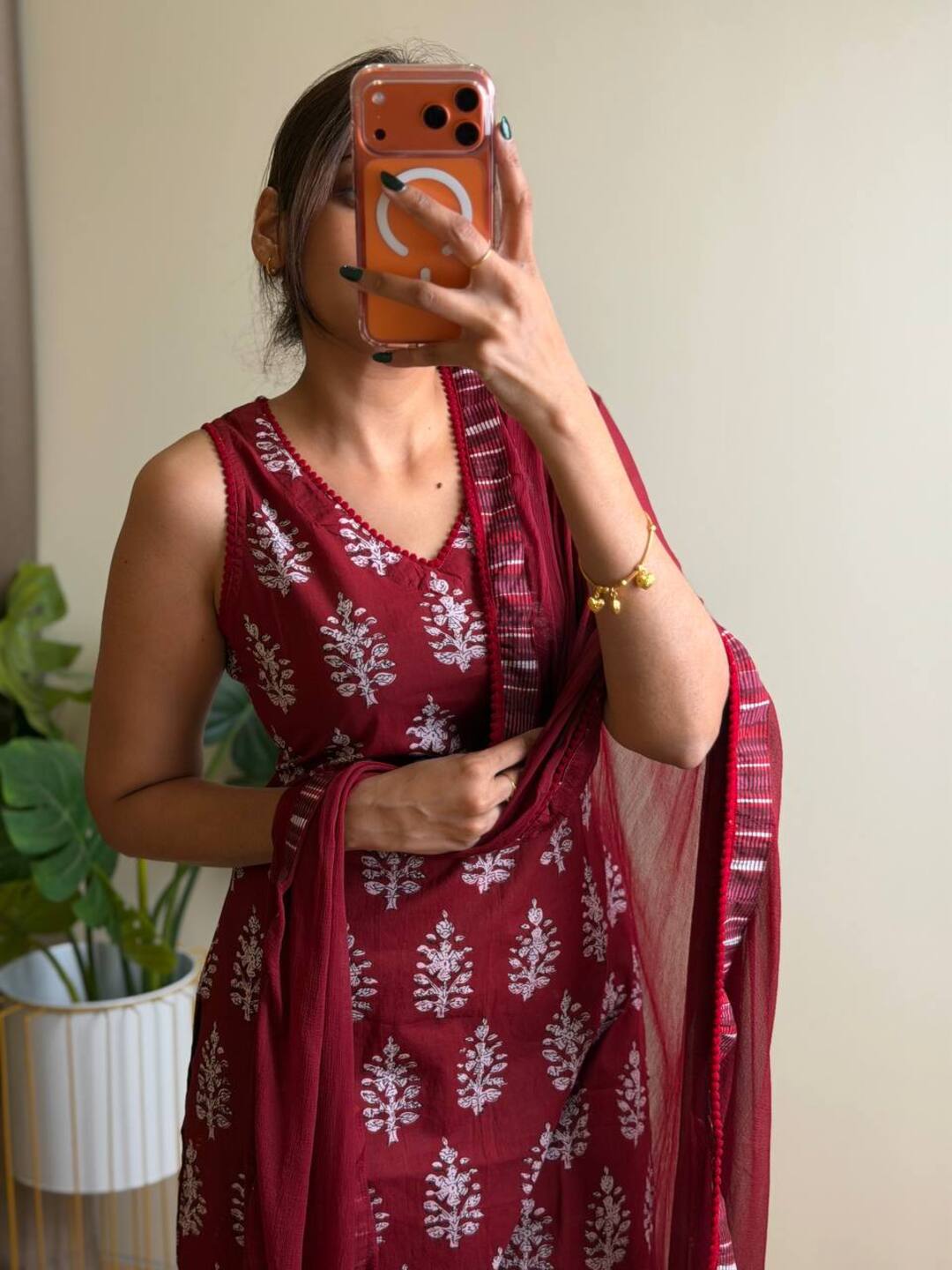 Deep Maroon Kurti Cotton Suit