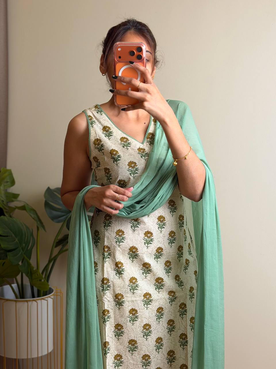 Off White Kurti Cotton Suit