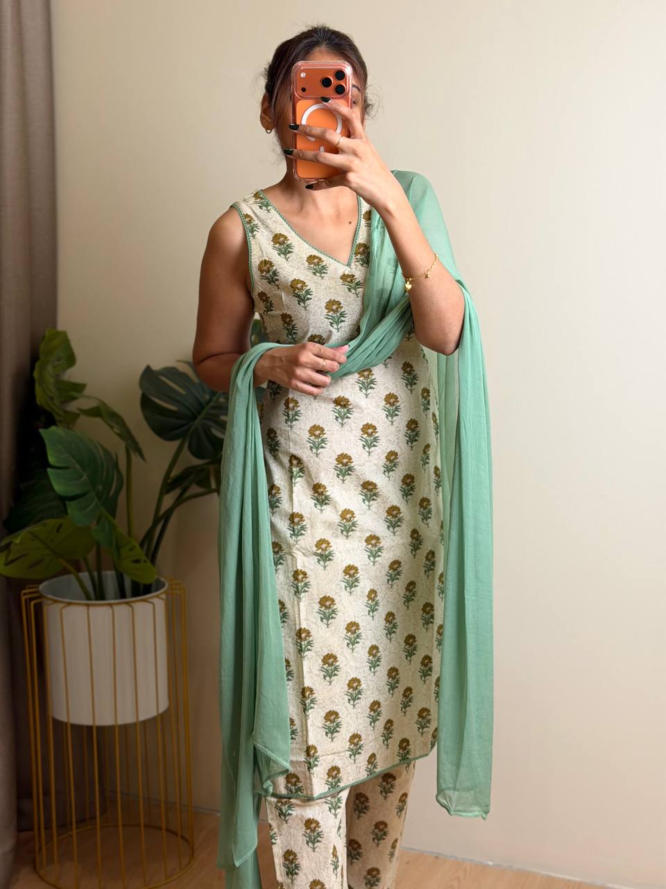 Off White Kurti Cotton Suit