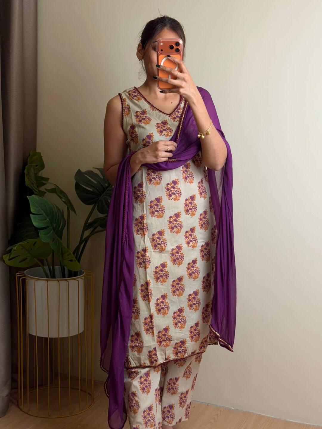 Off White Kurti Cotton Suit