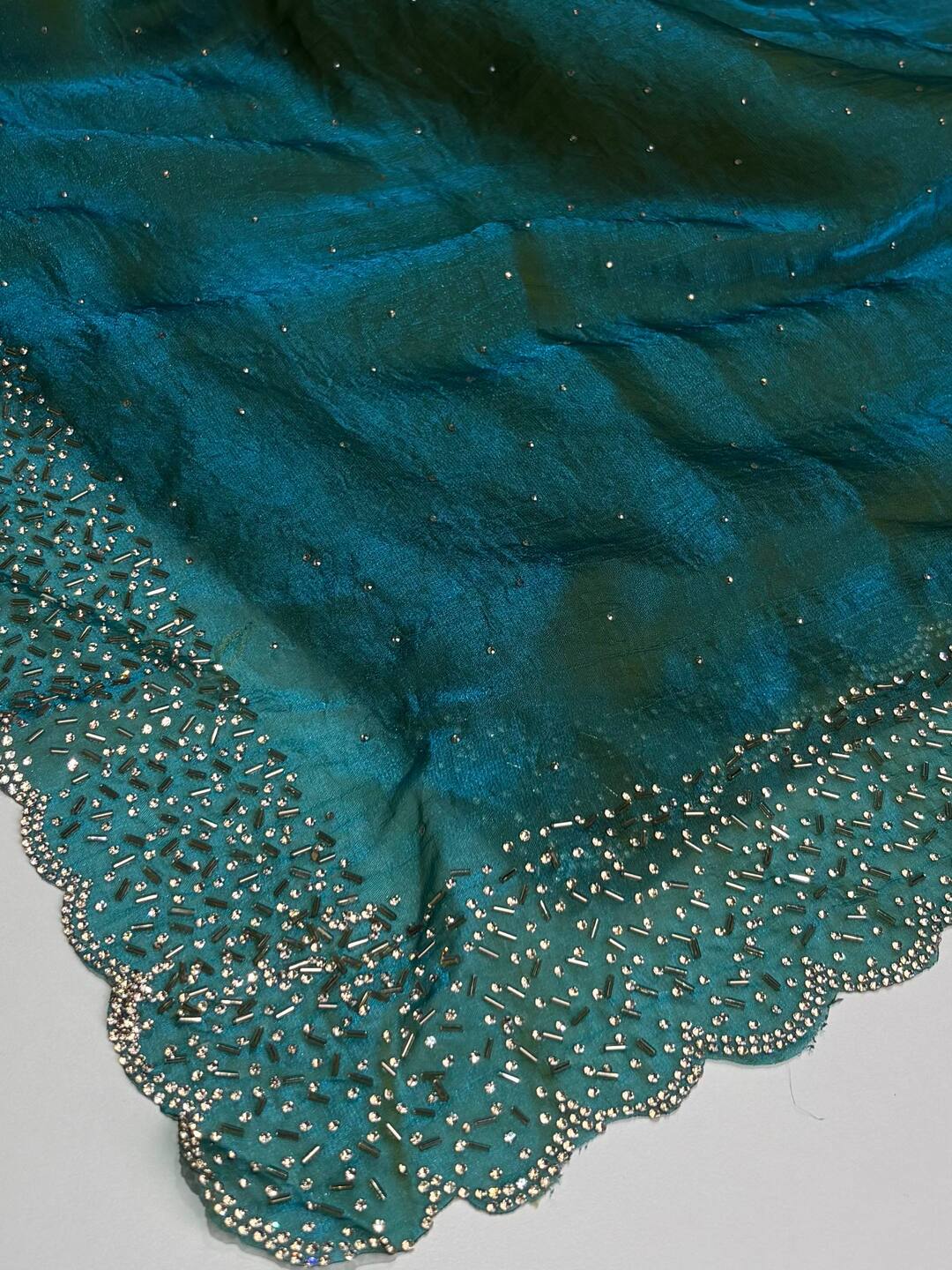 Peacock Blue Georgette Silk Saree