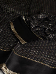 Black Checked Chiffon Silk Saree