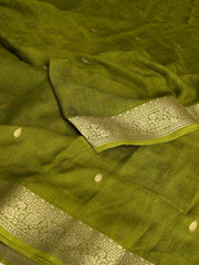 Olive Green Chiffon Silk Saree