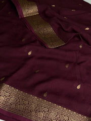 Plum Purple Chiffon Silk Saree