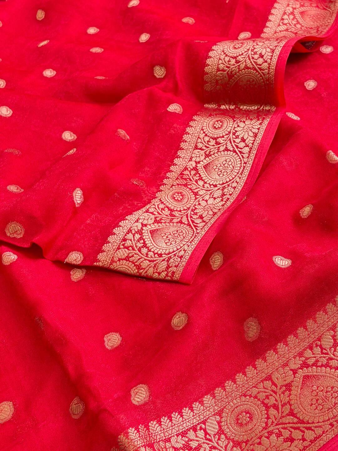 Hot Pink Chiffon Silk Saree