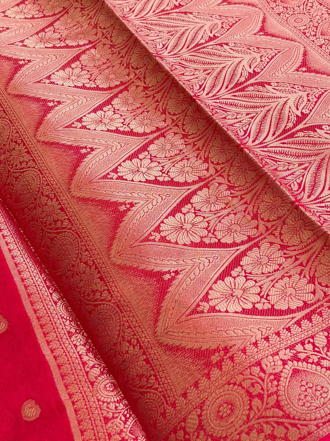 Hot Pink Chiffon Silk Saree