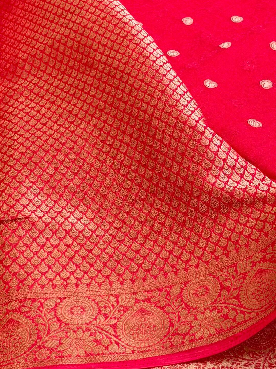 Hot Pink Chiffon Silk Saree