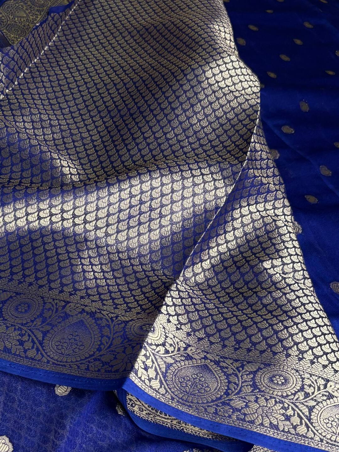 Royal Blue Chiffon Silk Saree
