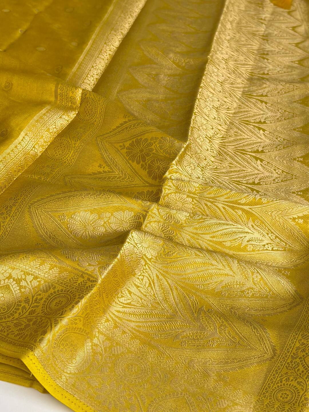 Lime Yellow Chiffon Silk Saree