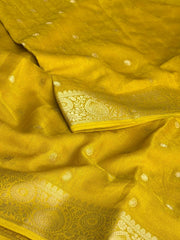 Lime Yellow Chiffon Silk Saree