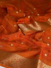 Orange Chiffon Silk Saree
