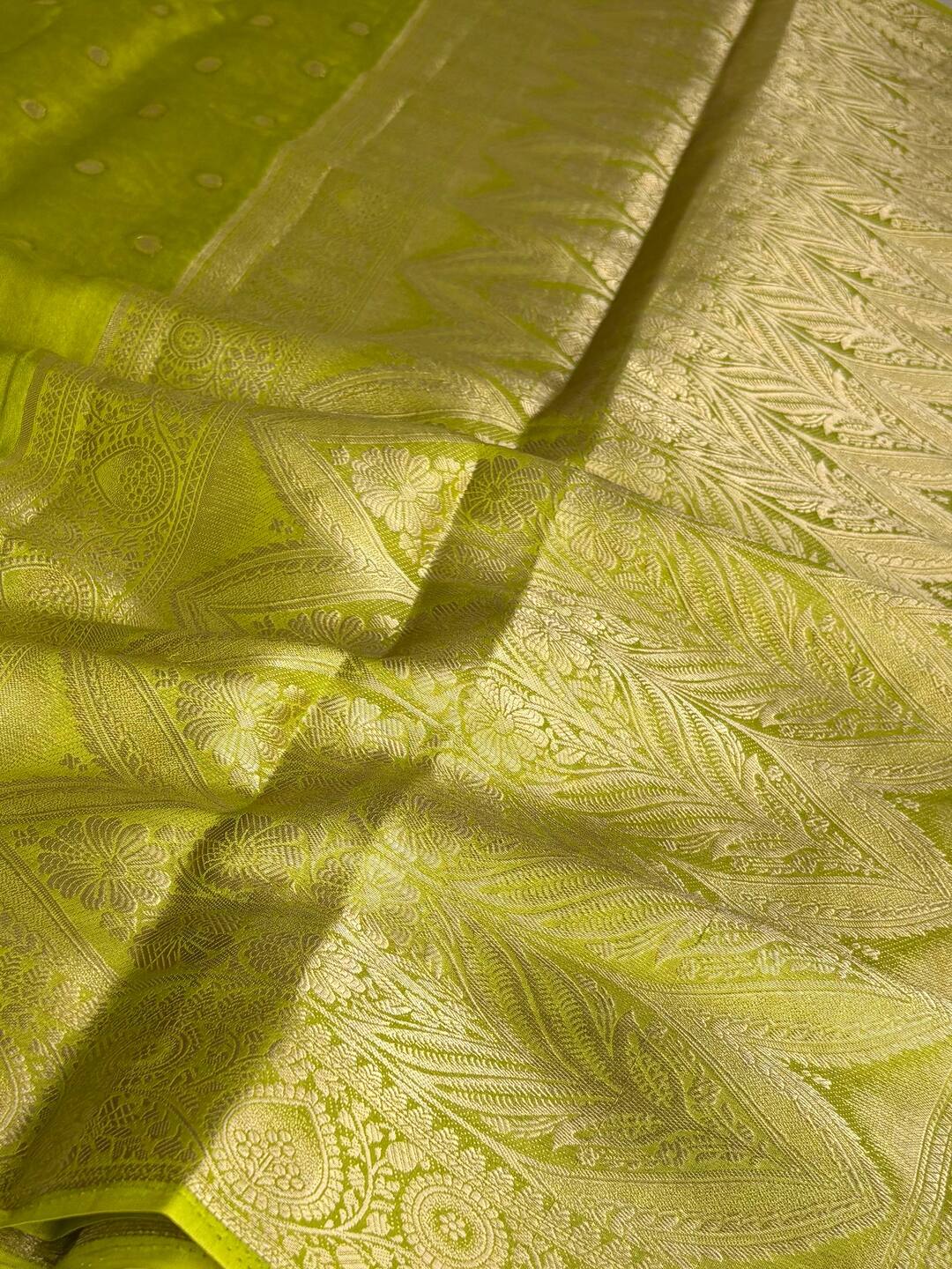 Apple Green Chiffon Silk Saree