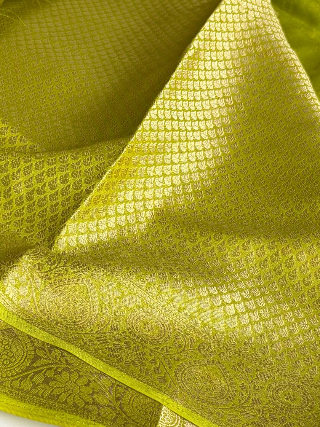 Apple Green Chiffon Silk Saree
