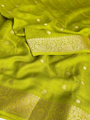 Apple Green Chiffon Silk Saree