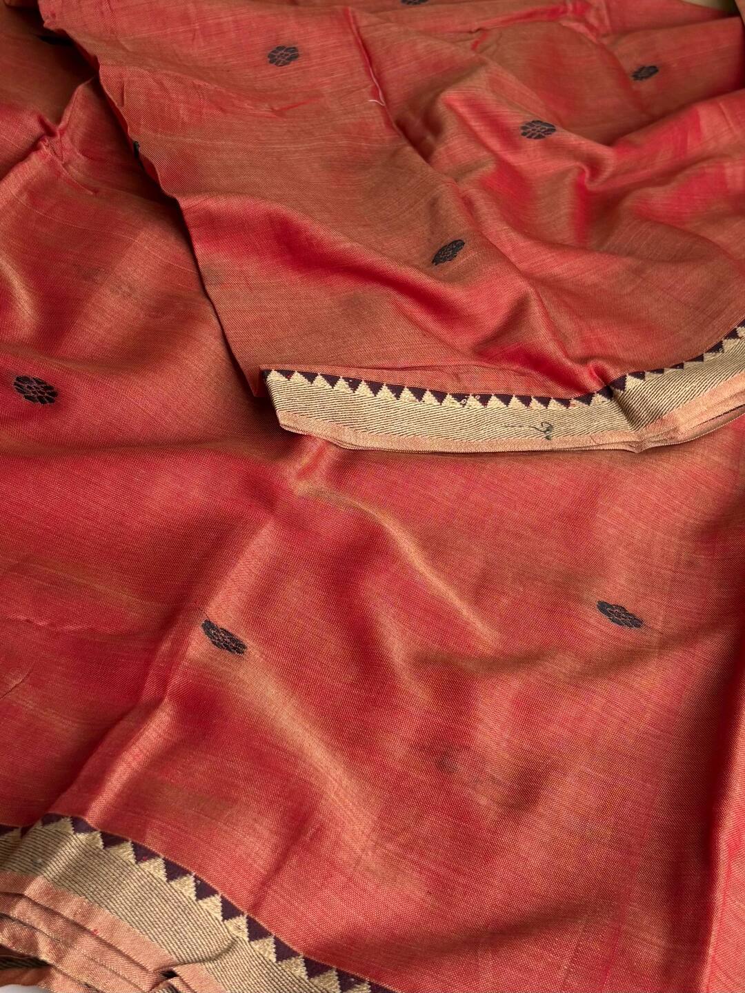 Soft Red Narayanpet Cotton Saree