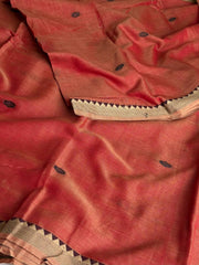 Soft Red Narayanpet Cotton Saree