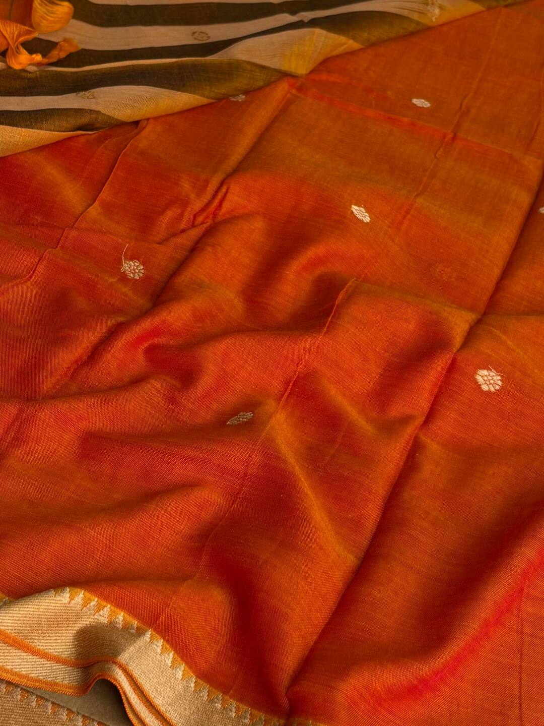 Orange Narayanpet Cotton Saree
