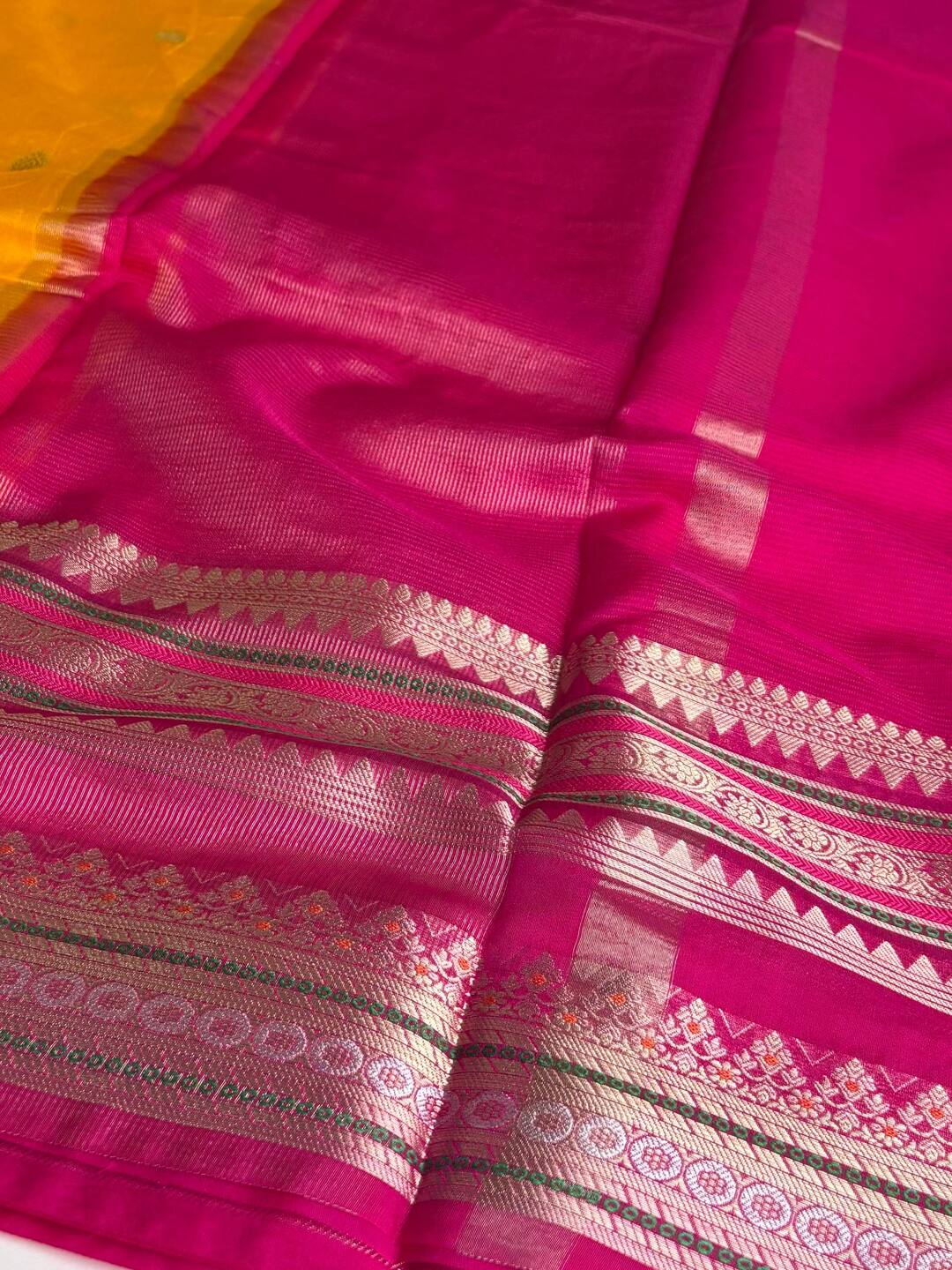 Yellow Banaras Cotton Silk Saree