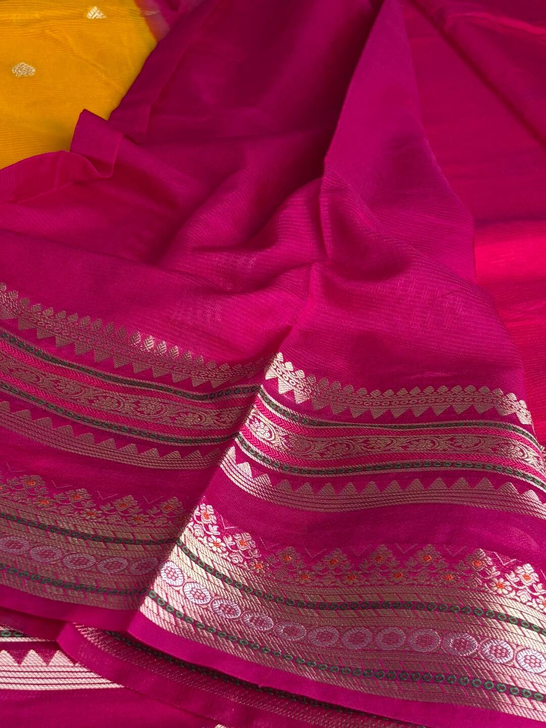 Yellow Banaras Cotton Silk Saree