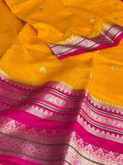 Yellow Banaras Cotton Silk Saree