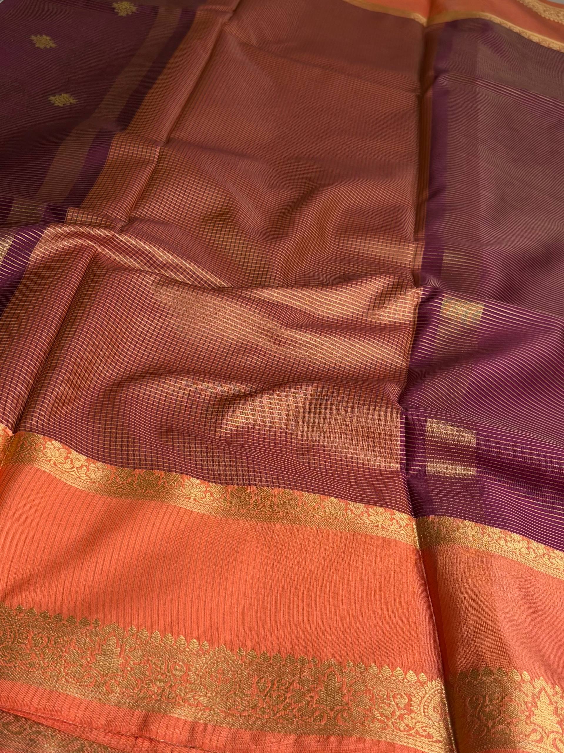 Wine Purple Cotton Silk Saree