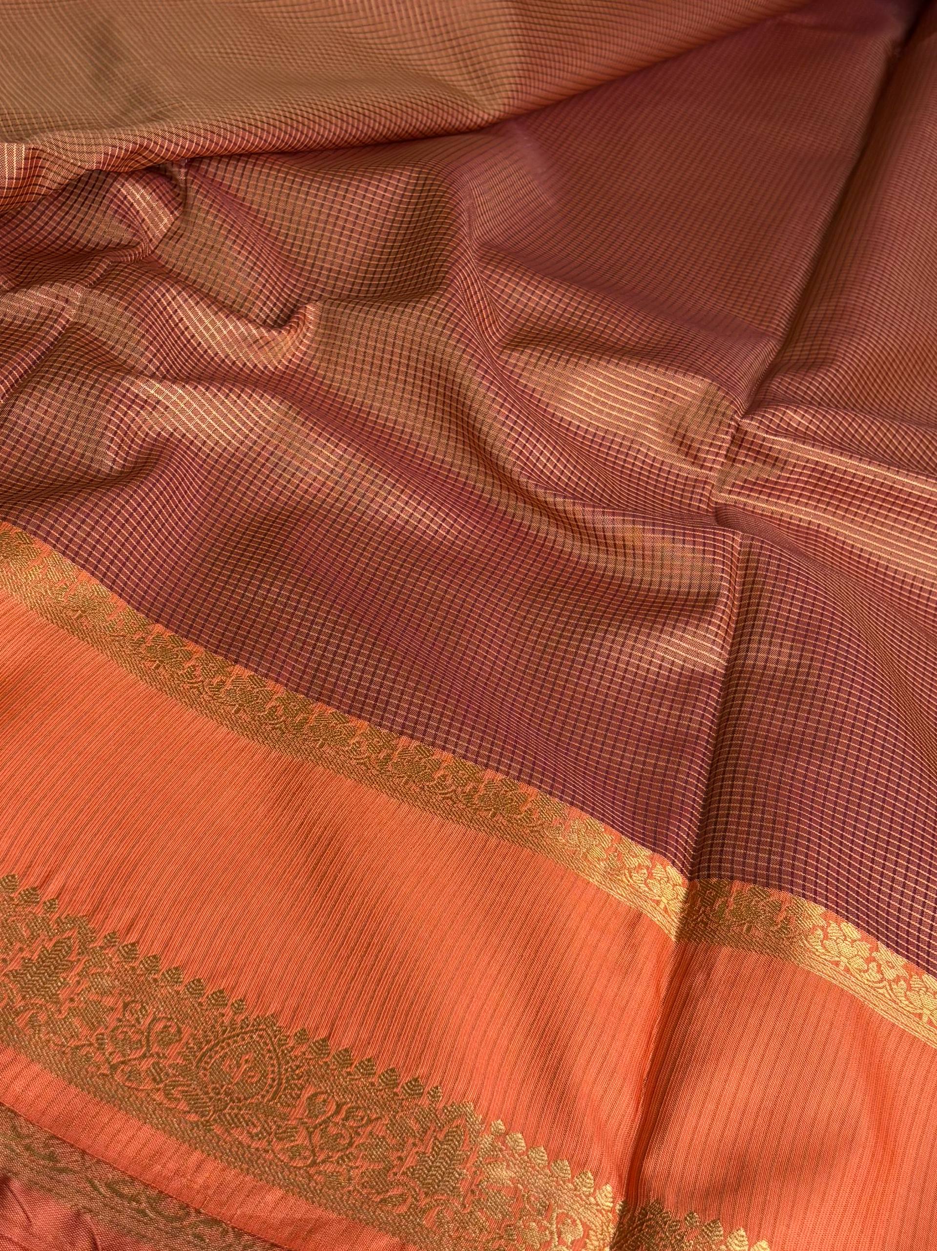 Wine Purple Cotton Silk Saree