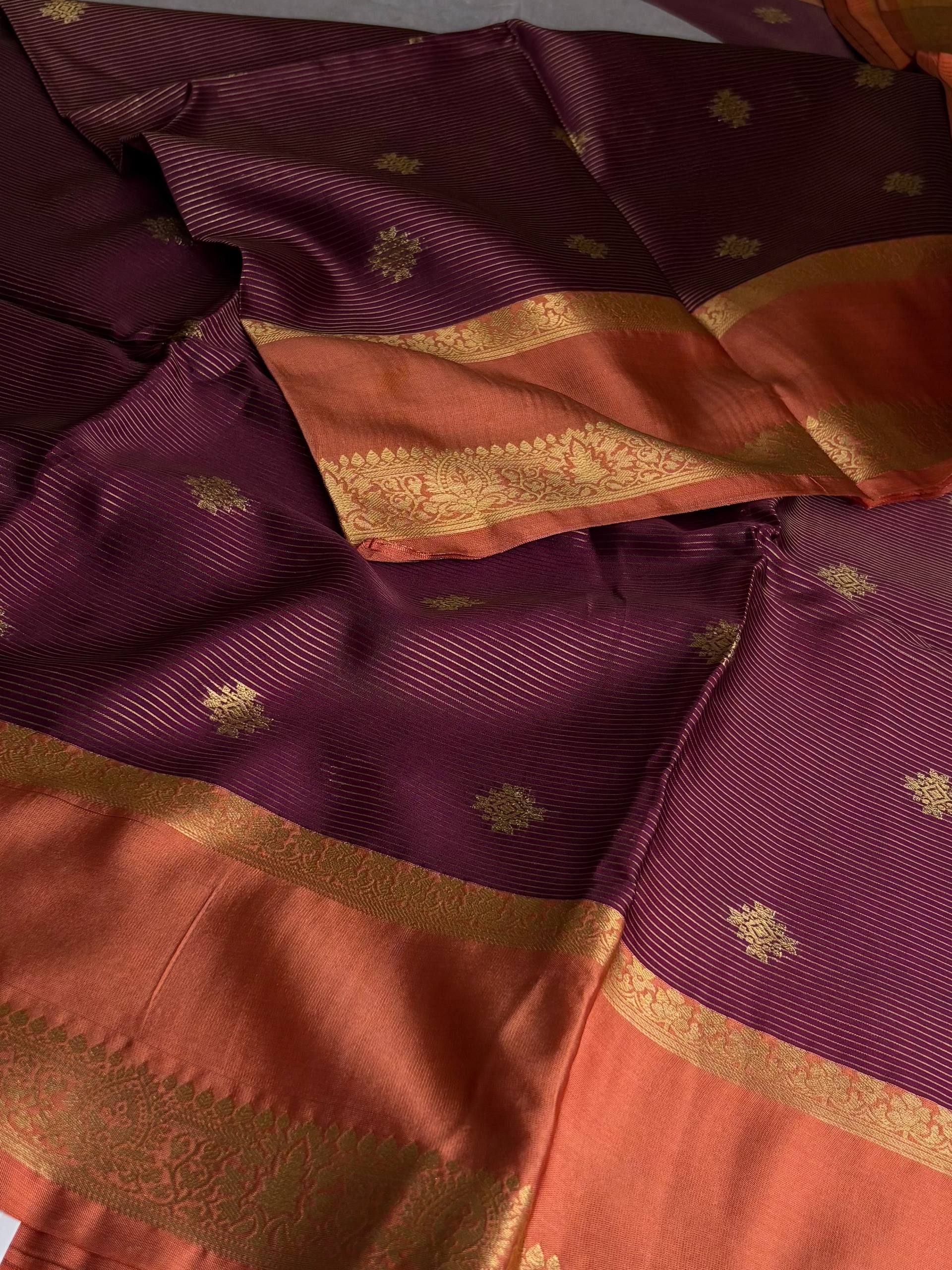 Wine Purple Cotton Silk Saree