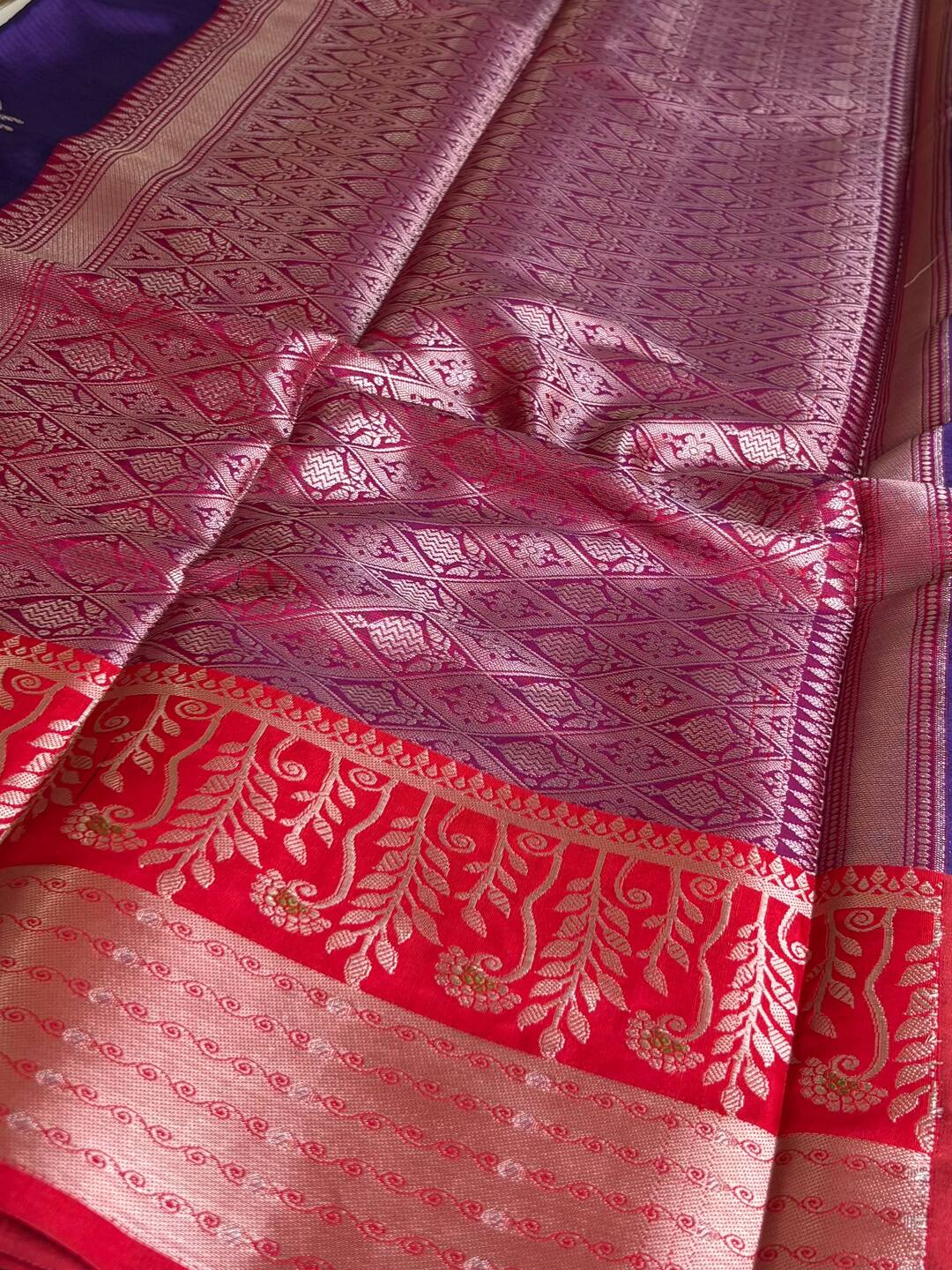Violet Purple Cotton Silk Saree