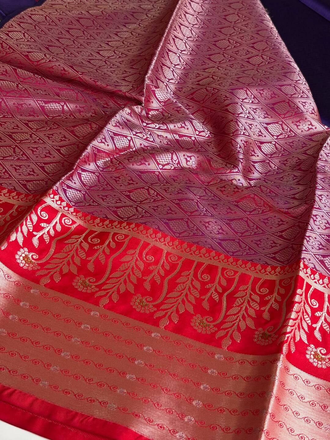Violet Purple Cotton Silk Saree