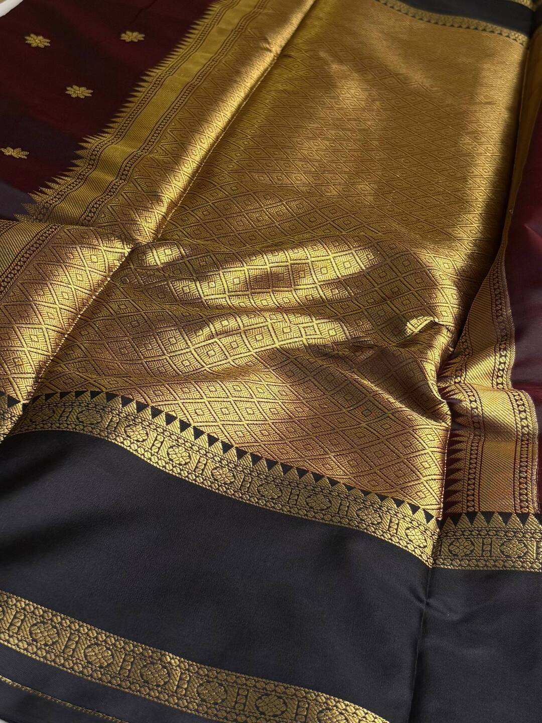 Deep Maroon With black Border Cotton Silk Saree