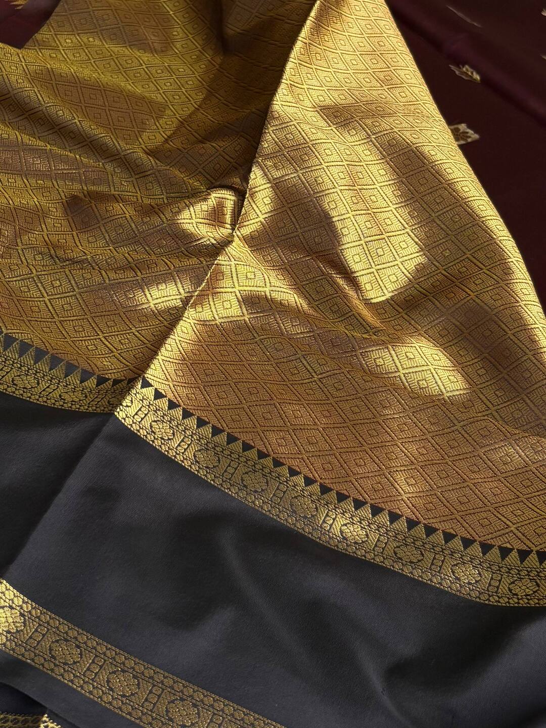 Deep Maroon With black Border Cotton Silk Saree