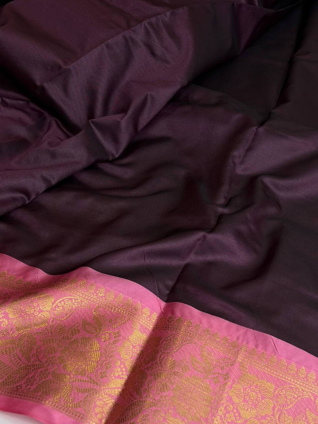 Black With Baby Pink Banaras Cotton Silk Saree