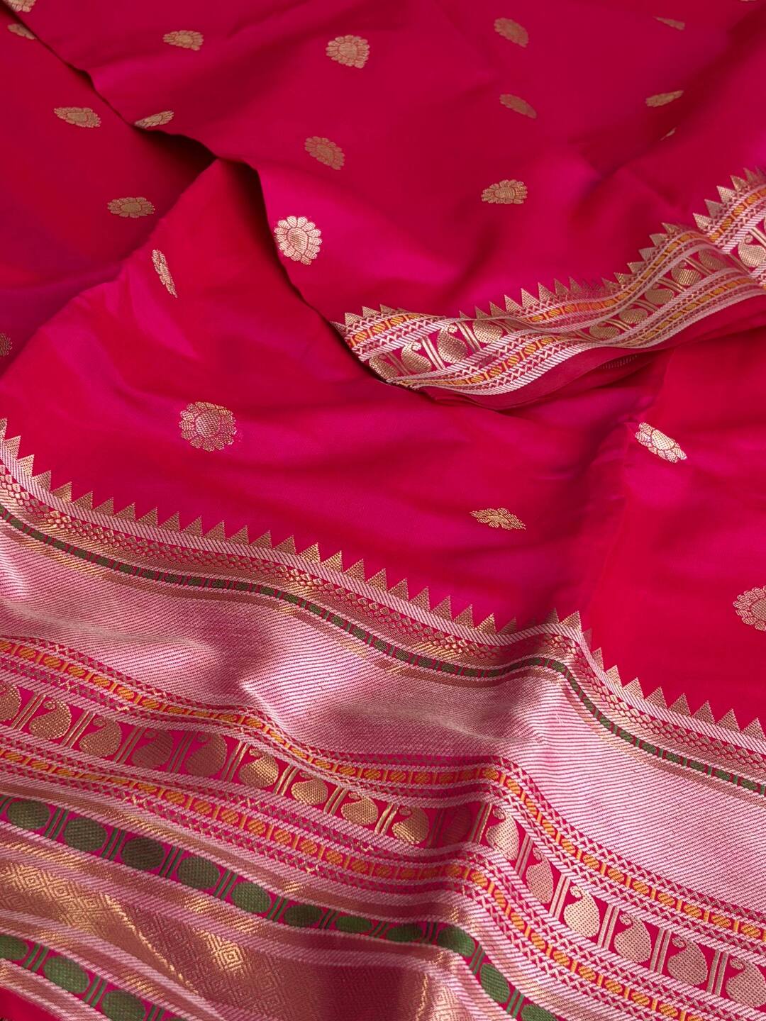 Hot Pink Banaras Cotton Silk Saree